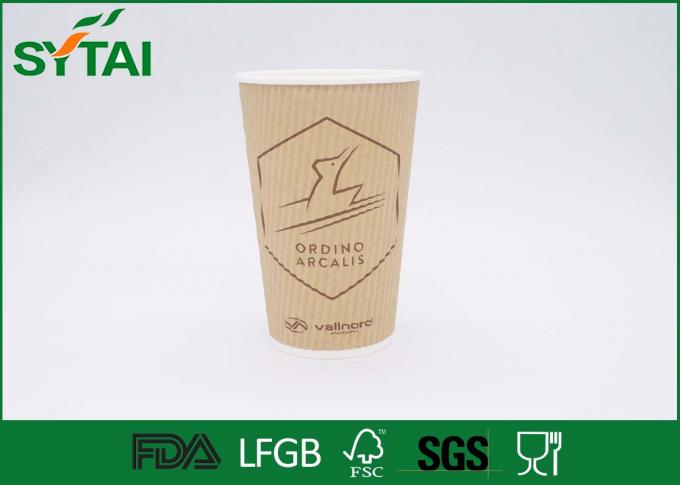 Professionele het Document van Kraftpapier van de Rimpelingsmuur Koffiekoppen met Witte Deksels, Vriendschappelijke Eco
