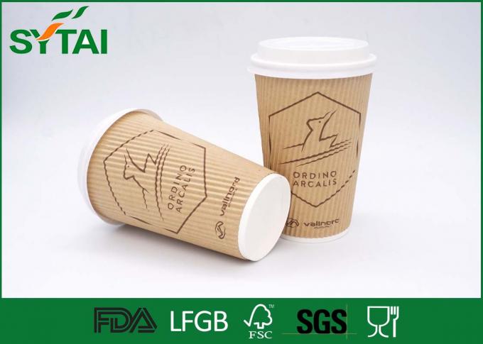 Professionele het Document van Kraftpapier van de Rimpelingsmuur Koffiekoppen met Witte Deksels, Vriendschappelijke Eco