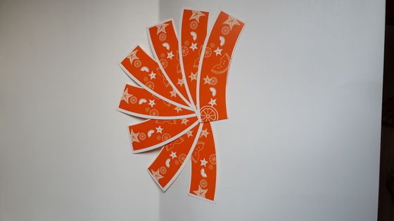 China Oranje logo Customized Paper Cup Fan / papier Blanco / Document Blad voor Paper Cups leverancier