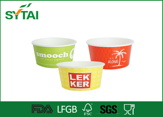 China Gerecycled papier Ice Cream Kopjes met Custom Printing Stip 24oz Paper Soup Cups leverancier