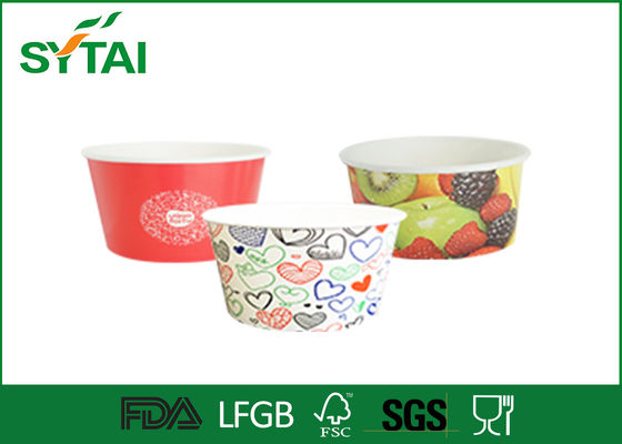 China 9oz logo Double PE Disposable Paper Ice Cream Cups / Yoghurt Cups met Deksels leverancier