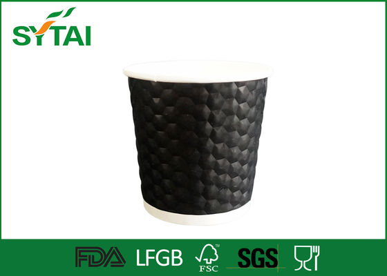 China Zwarte Disposable Biologisch afbreekbare Ripple Wall Paper Cups met Custom Logo Gedrukt leverancier